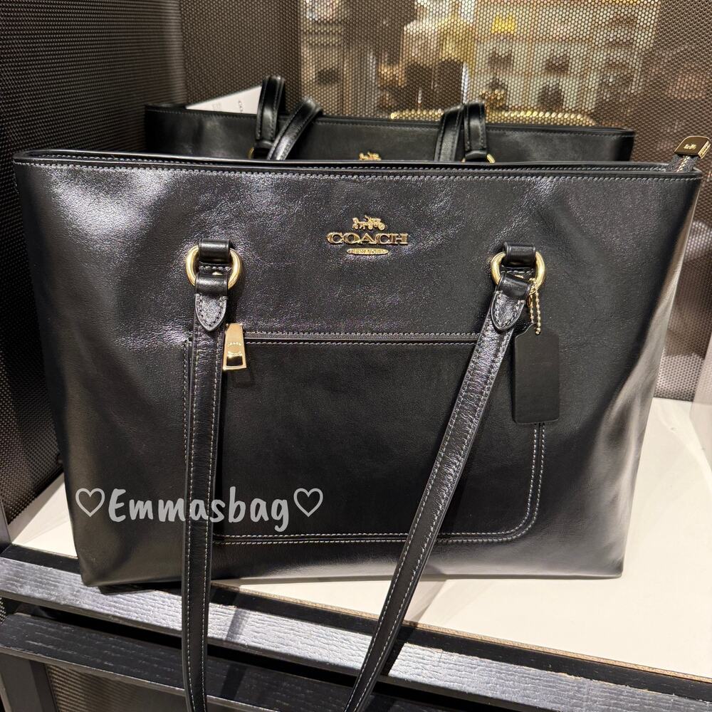 Coach Station Tote Bag CEA65 crinkle leather/Gold/Black